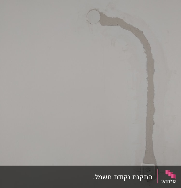 שקע חשמל על קיר עם תעלה חשופה